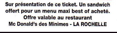  Exemple d'utilisation de mots d'origine anglaise dans un coupon publicitaire distribué en France.